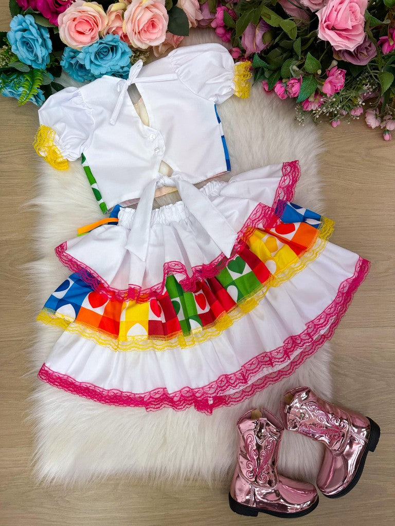 Conjunto Junino Banana Club Luxo Noiva/Noivinha Branco - Estilo Delicado para o Dia a Dia | Bebeloo Kids