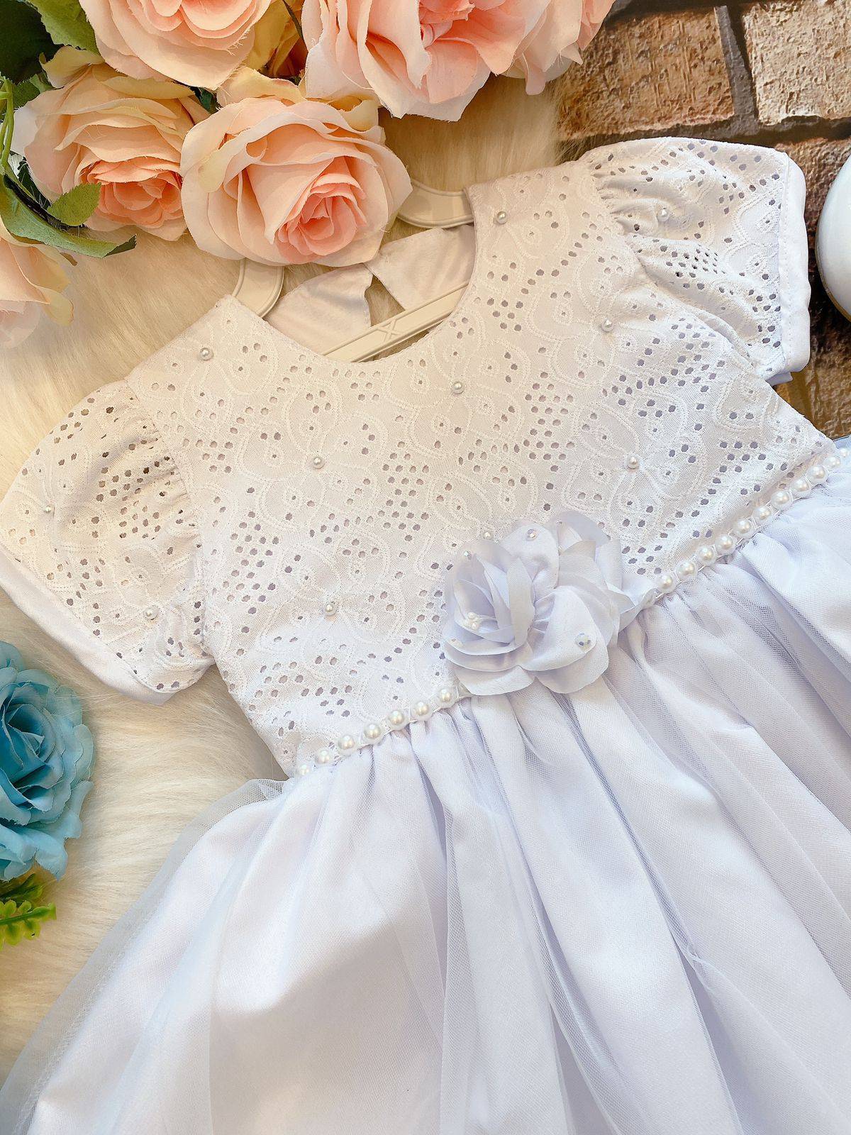 Vestido Marie Bebe Branco Flor - Leveza e Elegância para Meninas | Bebeloo Kids