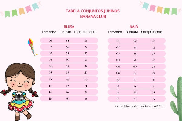Conjunto Junino Banana Club Luxo Manu Verde Neon - Estilo Delicado para o Dia a Dia | Bebeloo Kids