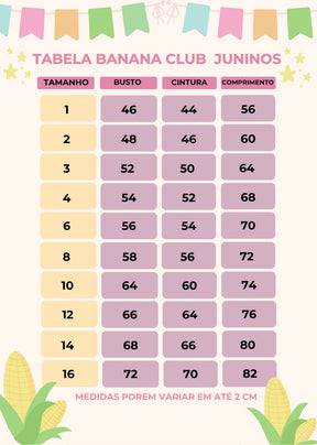 Vestido Junino Banana Club Luxo Forro Kids - Leveza e Elegância para Meninas | Bebeloo Kids