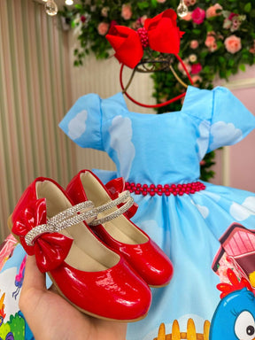 Vestido Infantil Temáticos da Gigi Galinha Pintadinha Azul Modelo 2 - Leveza e Elegância para Meninas | Bebeloo Kids