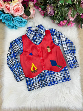 Camisa Junina Xadrez São João Colete Vermelho - Elegância e Conforto para os Pequenos | Bebeloo Kids