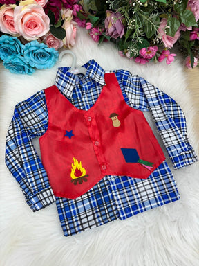 Camisa Junina Xadrez São João Colete Vermelho - Elegância e Conforto para os Pequenos | Bebeloo Kids