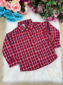 Camisa Xadrez Junina Eduardo Vermelho - Elegância e Conforto para os Pequenos | Bebeloo Kids