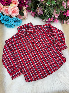 Camisa Xadrez Junina Eduardo Vermelho - Elegância e Conforto para os Pequenos | Bebeloo Kids