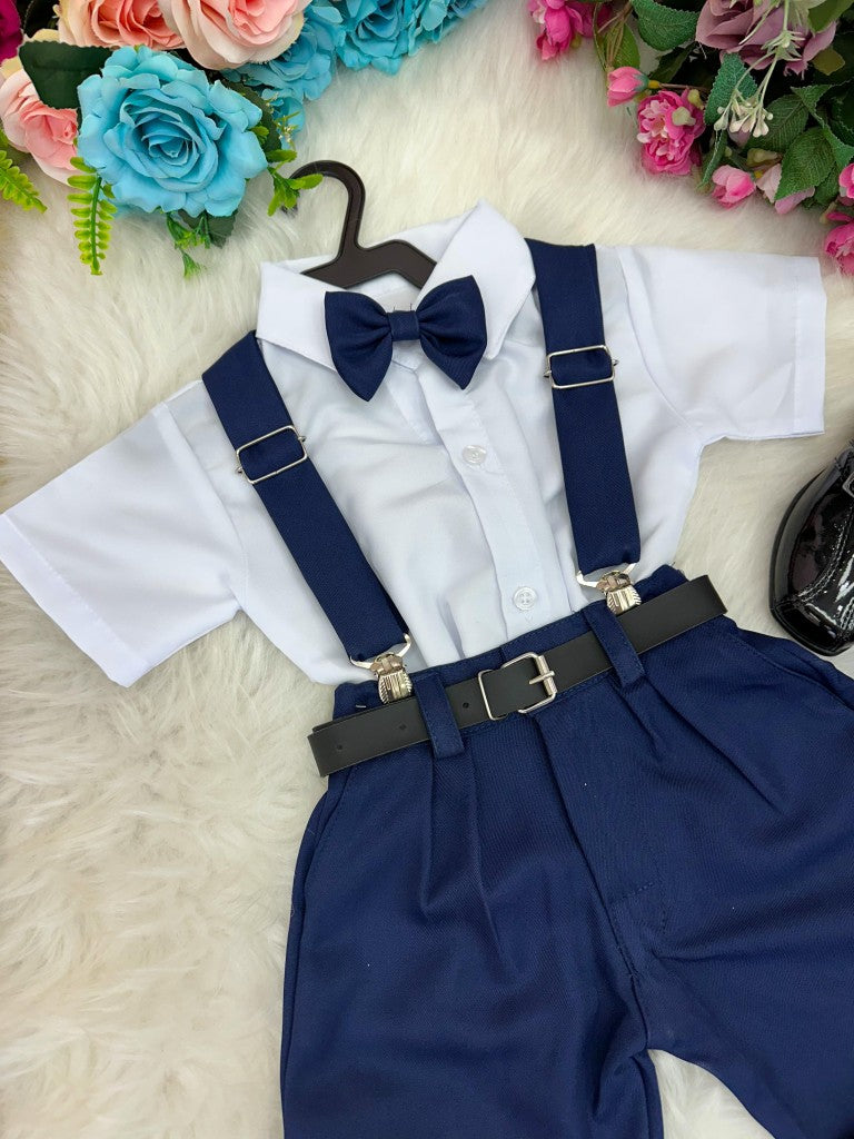 Conjunto Miss Cherry Meninos Social Shorts Ravi Azul Marinho - Estilo Delicado para o Dia a Dia | Bebeloo Kids