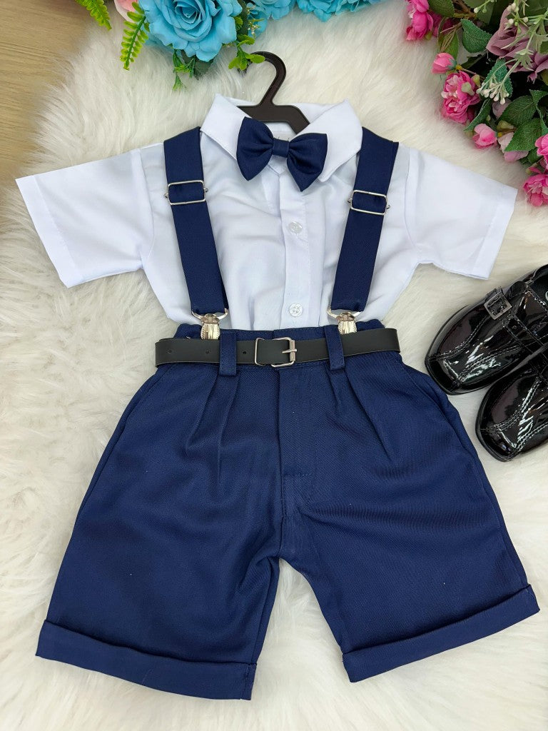 Conjunto Miss Cherry Meninos Social Shorts Ravi Azul Marinho - Estilo Delicado para o Dia a Dia | Bebeloo Kids