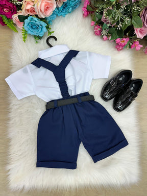 Conjunto Miss Cherry Meninos Social Shorts Ravi Azul Marinho - Estilo Delicado para o Dia a Dia | Bebeloo Kids