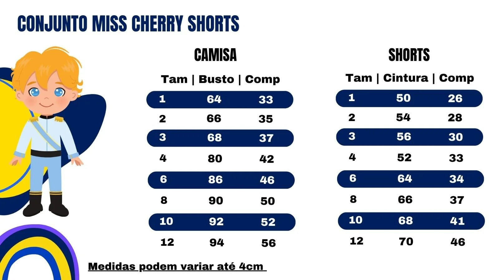 Conjunto Miss Cherry Meninos Social Shorts Ravi Azul Marinho - Estilo Delicado para o Dia a Dia | Bebeloo Kids