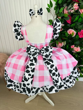Vestido Tematicos Kids Fazendinha Rosa Vaquinha - Leveza e Elegância para Meninas | Bebeloo Kids