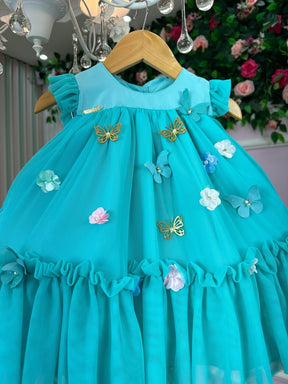 Vestido Vila Lele Jardim das Borboletas Baby Liz Verde Tiffany - Leveza e Elegância para Meninas | Bebeloo Kids