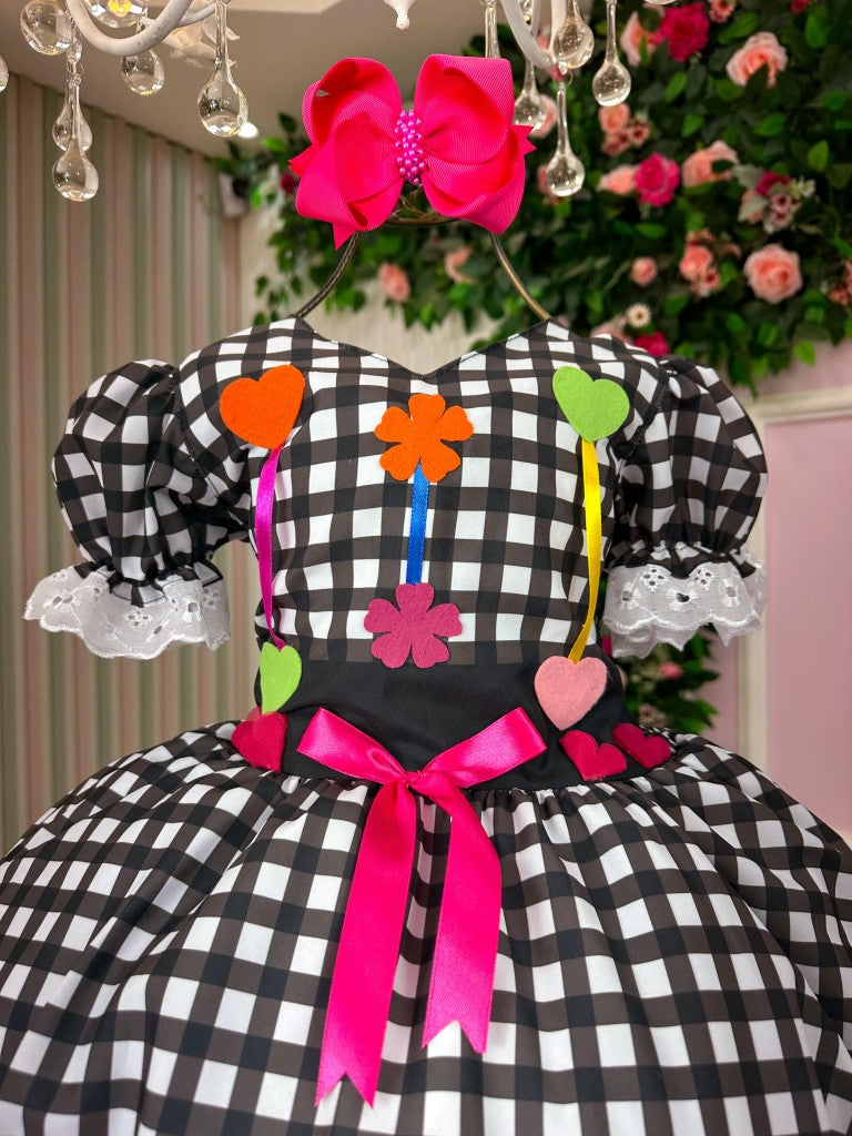 Vestido Marie Junino Luxo Arraia do Amor Preto - Leveza e Elegância para Meninas | Bebeloo Kids