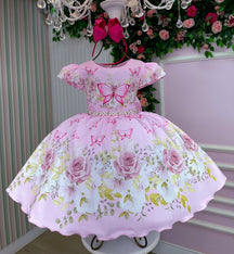 Vestido Marie Jardim Encantado Borboleta Rosa (MRIEBRBLTRS)