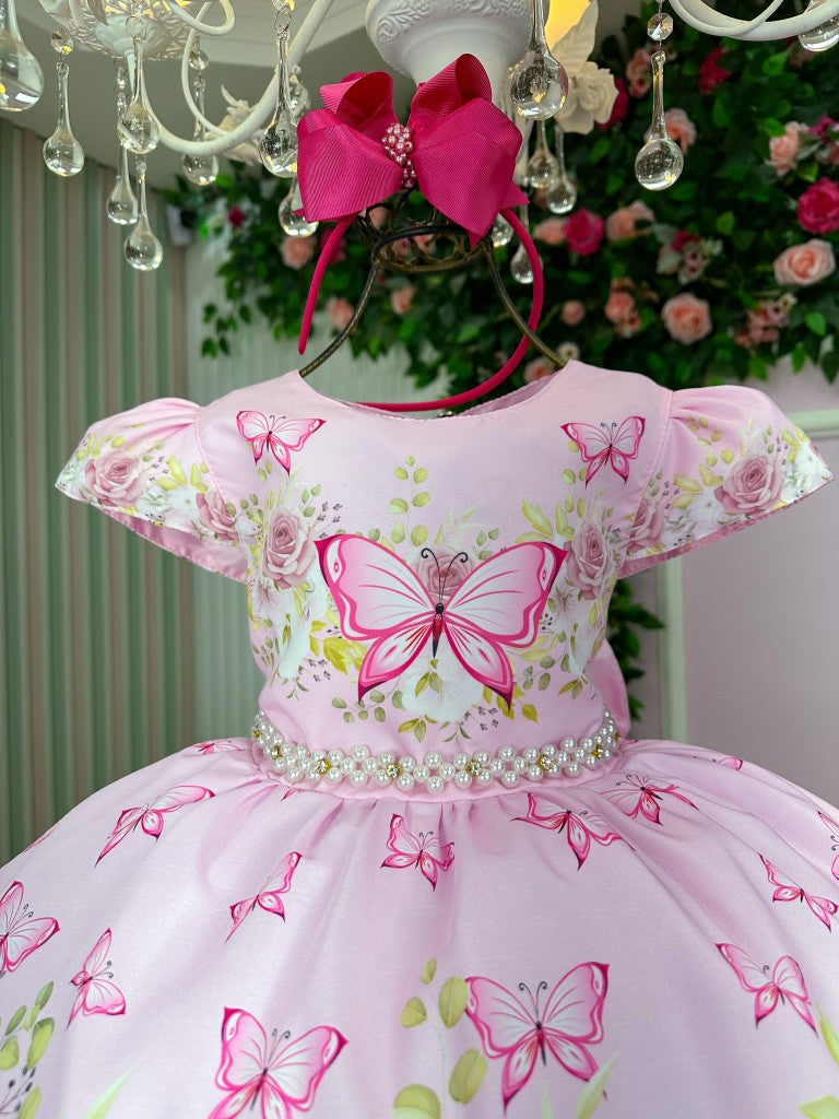 Vestido Marie Jardim Encantado Borboleta Rosa (MRIEBRBLTRS)