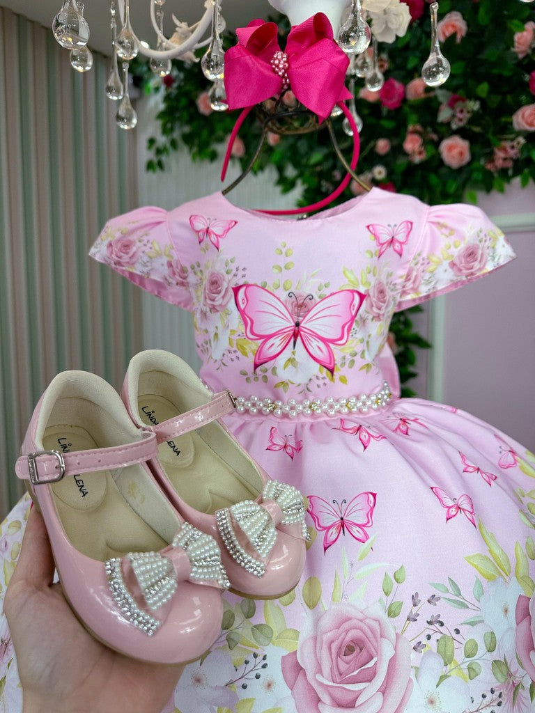 Vestido Marie Jardim Encantado Borboleta Rosa (MRIEBRBLTRS)