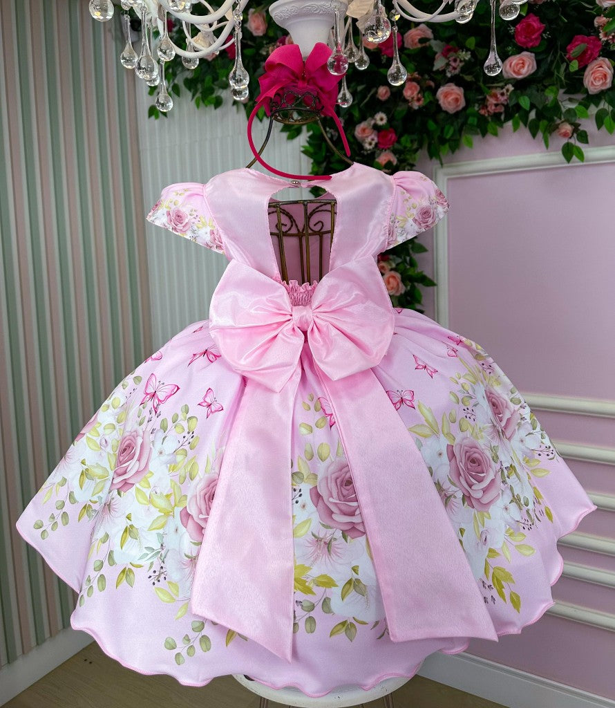 Vestido Marie Jardim Encantado Borboleta Rosa (MRIEBRBLTRS)