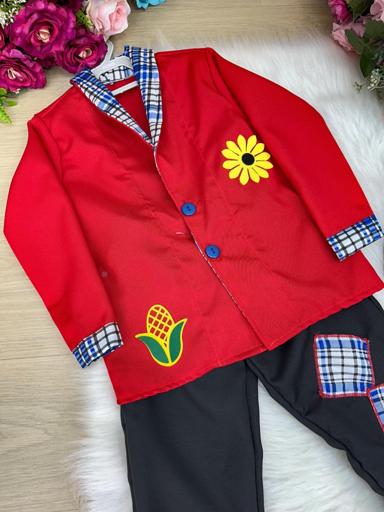 Conjunto Junino Princesa Seu Zé Terno Vermelho - Estilo Delicado para o Dia a Dia | Bebeloo Kids