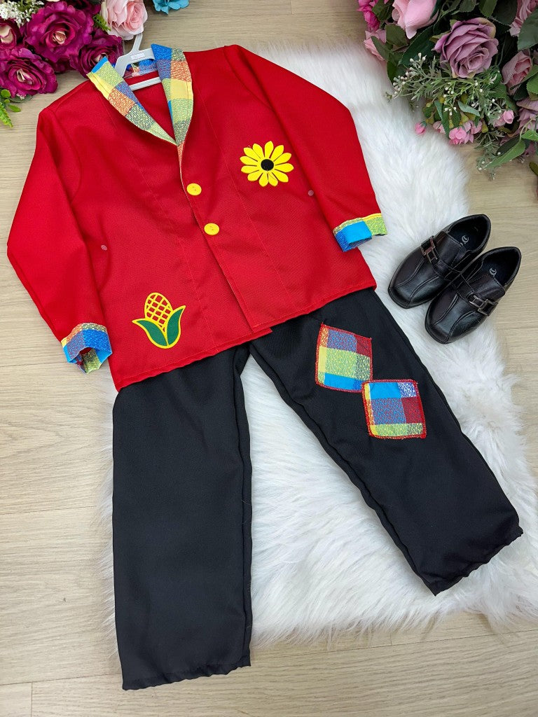 Conjunto Junino Príncipe Seu Zéca Terno Vermelho - Estilo Delicado para o Dia a Dia | Bebeloo Kids