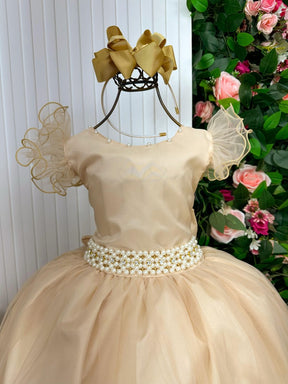 Vestido Marie Longo Amanda Dourado - Leveza e Elegância para Meninas | Bebeloo Kids