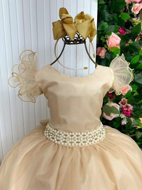 Vestido Marie Longo Amanda Dourado - Leveza e Elegância para Meninas | Bebeloo Kids