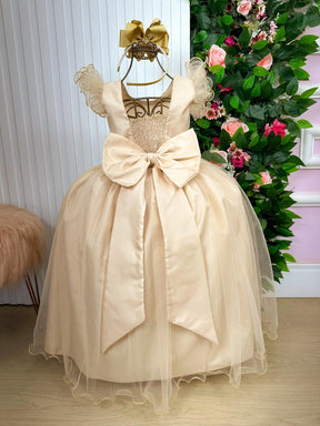 Vestido Marie Longo Amanda Dourado - Leveza e Elegância para Meninas | Bebeloo Kids