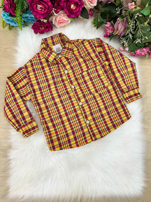 Camisa Xadrez Junina Douglas Amarelo - Elegância e Conforto para os Pequenos | Bebeloo Kids