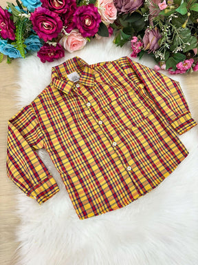 Camisa Xadrez Junina Douglas Amarelo - Elegância e Conforto para os Pequenos | Bebeloo Kids