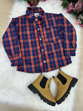 Camisa Xadrez Junina Magno Azul - Elegância e Conforto para os Pequenos | Bebeloo Kids