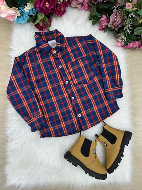 Camisa Xadrez Junina Magno Azul - Elegância e Conforto para os Pequenos | Bebeloo Kids