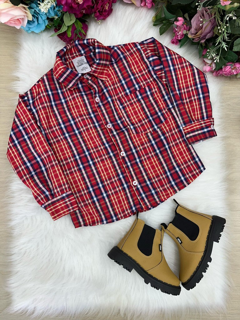 Camisa Xadrez Junina Moises Vermelho - Elegância e Conforto para os Pequenos | Bebeloo Kids