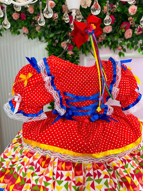 Vestido Bella Child Junino Forró Junino Vermelho - Leveza e Elegância para Meninas | Bebeloo Kids