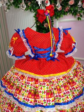 Vestido Bella Child Junino Forró Junino Vermelho - Leveza e Elegância para Meninas | Bebeloo Kids