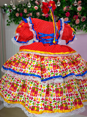 Vestido Bella Child Junino Forró Junino Vermelho - Leveza e Elegância para Meninas | Bebeloo Kids