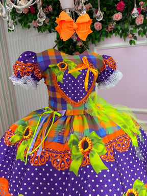 Vestido Marie Junino Luxo Arraia do Coração Roxo - Leveza e Elegância para Meninas | Bebeloo Kids