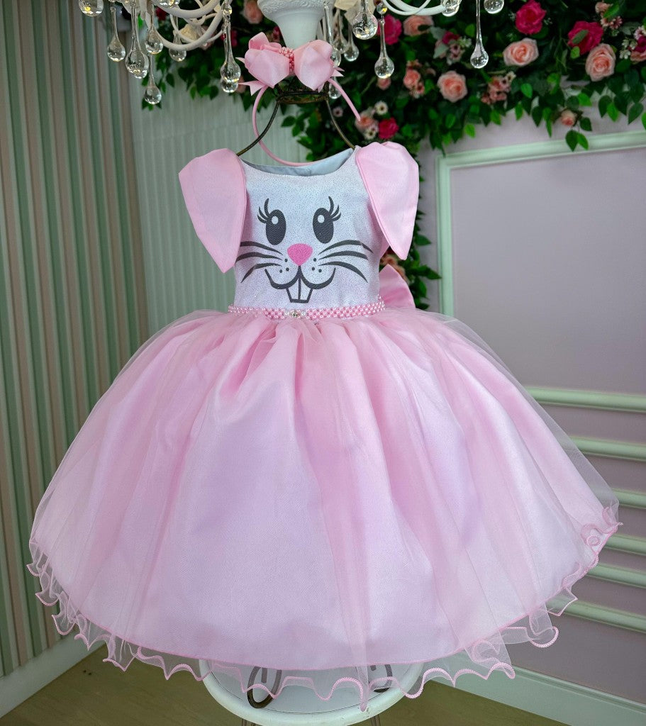 Vestido Marie Tematico Luxo Coelho/Coelhinho Pascoa - Leveza e Elegância para Meninas | Bebeloo Kids