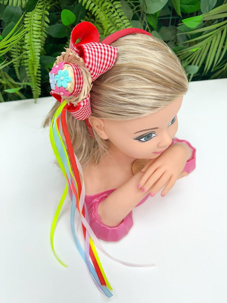 Tiara Vermelho Xadrez Junino - Estilo e Elegância para os Pequenos | Bebeloo Kids