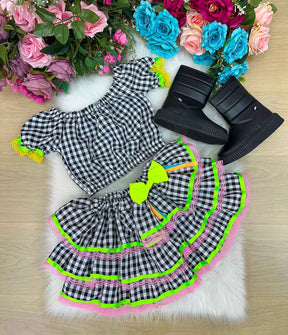Conjunto Banana Club Junino Luxo Adulto Sofia Preto - Estilo Delicado para o Dia a Dia | Bebeloo Kids