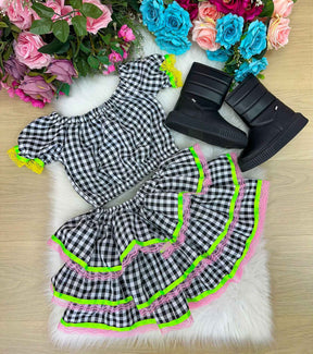 Conjunto Banana Club Junino Luxo Adulto Sofia Preto - Estilo Delicado para o Dia a Dia | Bebeloo Kids