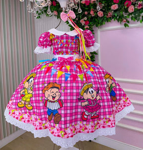 Vestido Junino Tematico Luxo Turma da Monica - Leveza e Elegância para Meninas | Bebeloo Kids