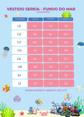 Vestido Tematico Mimadine Sereia - Fundo do Mar - Leveza e Elegância para Meninas | Bebeloo Kids