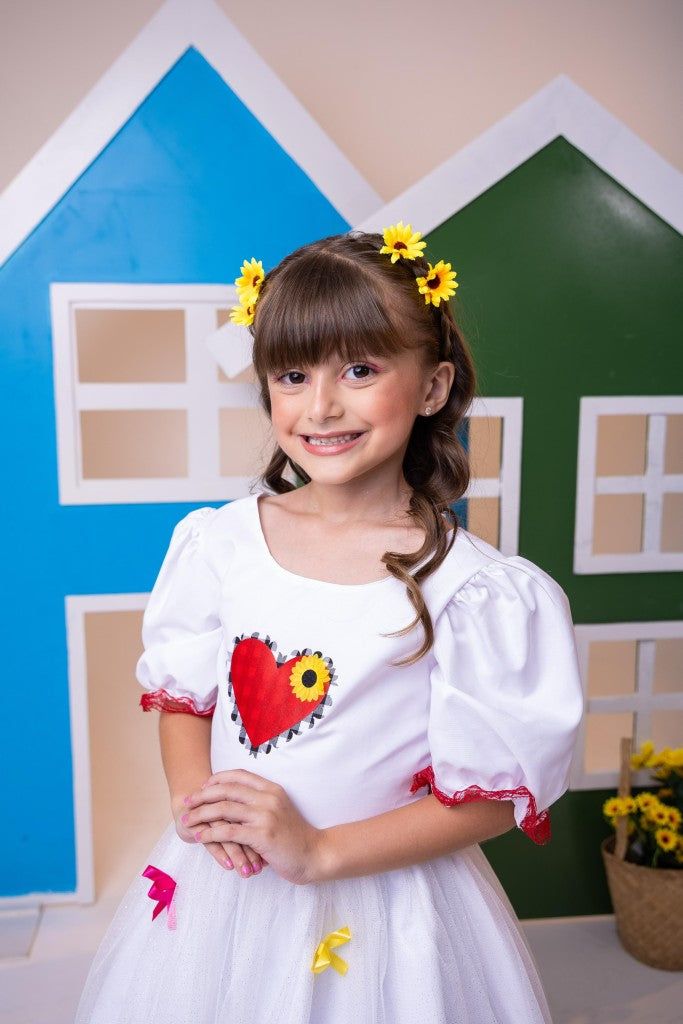 Vestido Junino Banana Club Luxo Arraial dos Apaixonados Noiva/Noivinha - Leveza e Elegância para Meninas | Bebeloo Kids