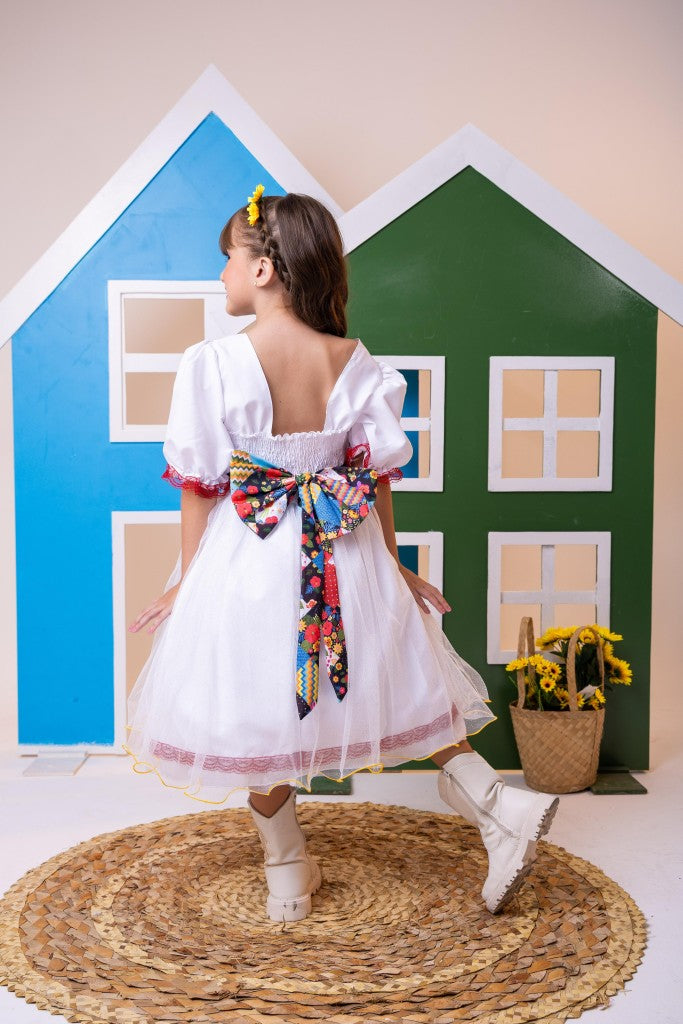 Vestido Junino Banana Club Luxo Arraial dos Apaixonados Noiva/Noivinha - Leveza e Elegância para Meninas | Bebeloo Kids