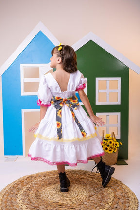 Vestido Junino Banana Club Luxo Noiva/Noivinha Branco - Leveza e Elegância para Meninas | Bebeloo Kids