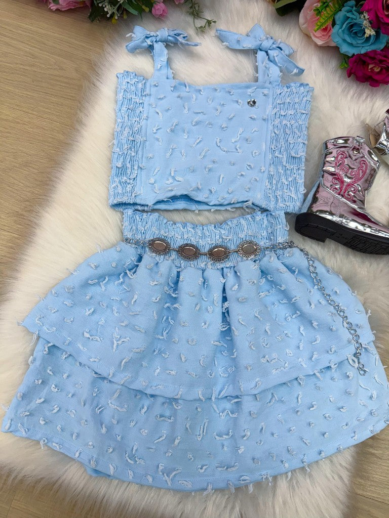 Conjunto Blogueirinha Clarissa Azul Bebe - Estilo Delicado para o Dia a Dia | Bebeloo Kids