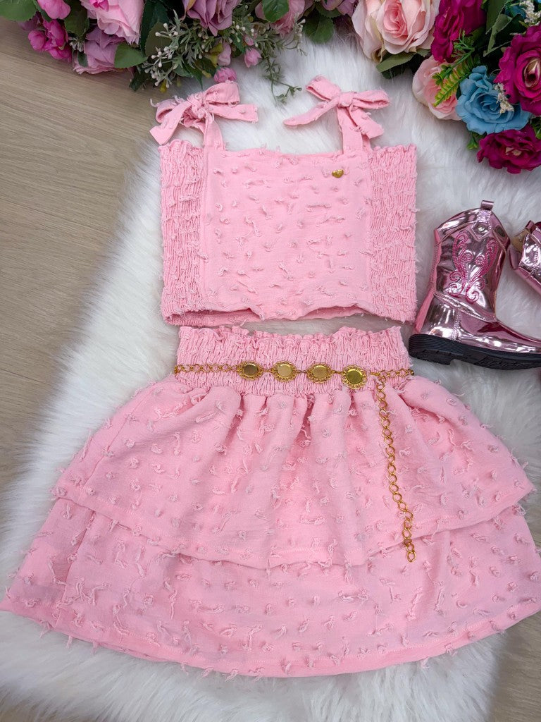 Conjunto Blogueirinha Clarissa Rosa Bebe - Estilo Delicado para o Dia a Dia | Bebeloo Kids