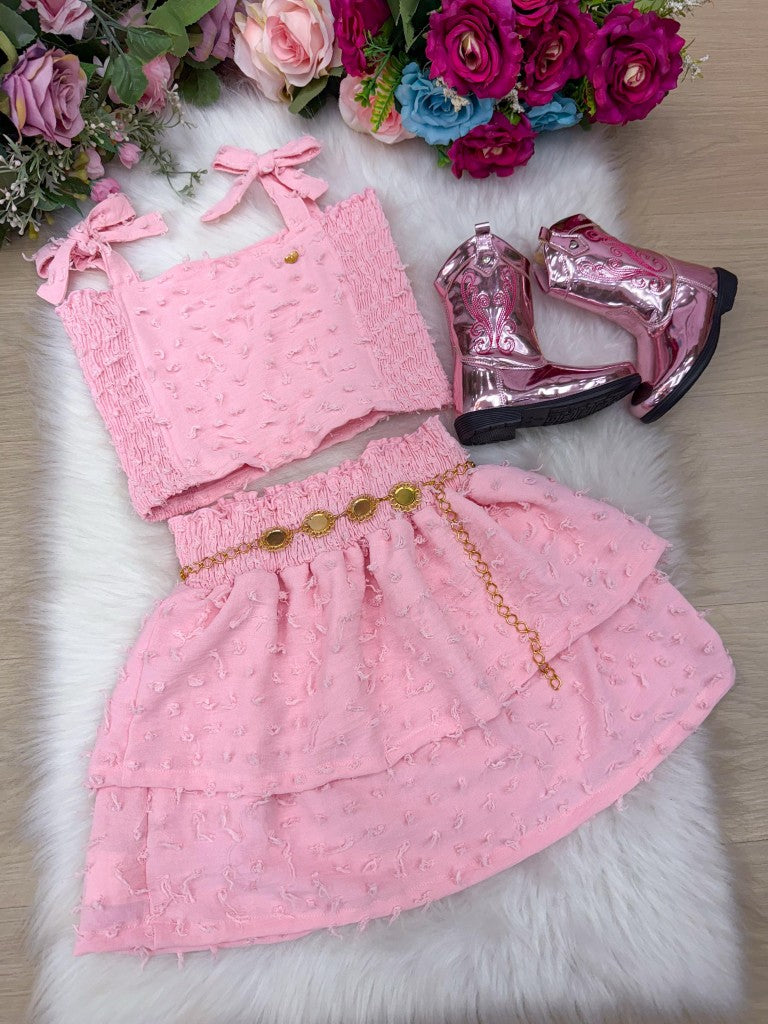 Conjunto Blogueirinha Clarissa Rosa Bebe - Estilo Delicado para o Dia a Dia | Bebeloo Kids