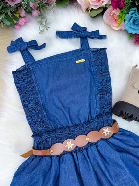 Vestido Blogueirinha Hermione Jeans - Leveza e Elegância para Meninas | Bebeloo Kids
