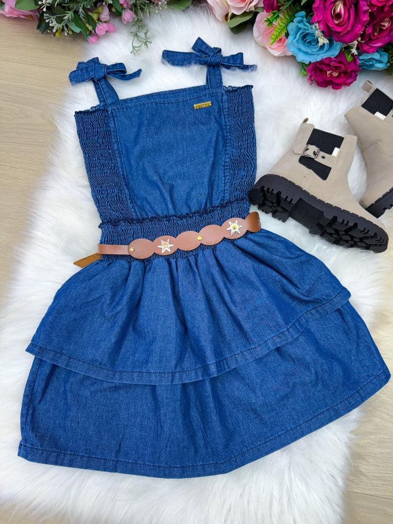 Vestido Blogueirinha Hermione Jeans - Leveza e Elegância para Meninas | Bebeloo Kids