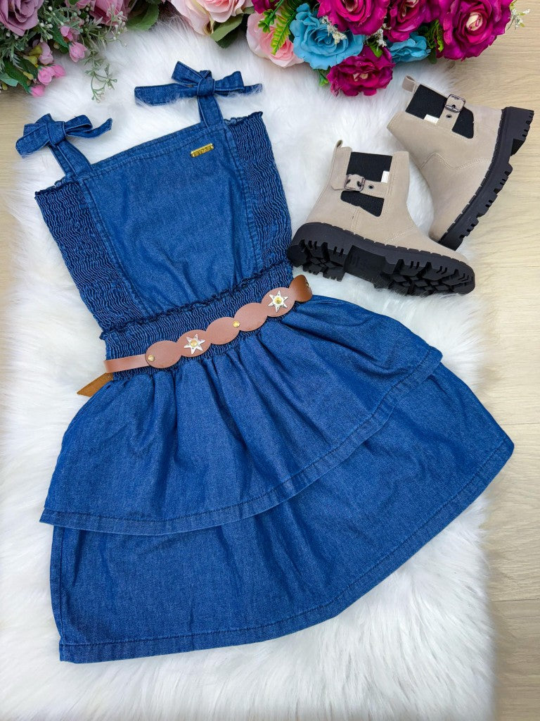 Vestido Blogueirinha Hermione Jeans - Leveza e Elegância para Meninas | Bebeloo Kids