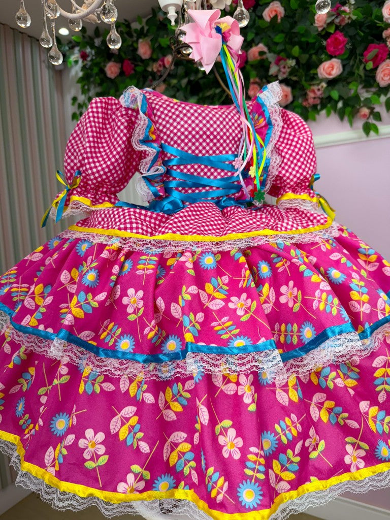 Vestido Bella Child Junino Quermesse Chique Pink - Leveza e Elegância para Meninas | Bebeloo Kids